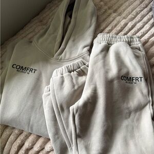 Women's Cream Hoodie and Sweatpants Set